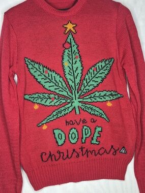 American Stitch Red Crewneck Sweater with Green Graphic